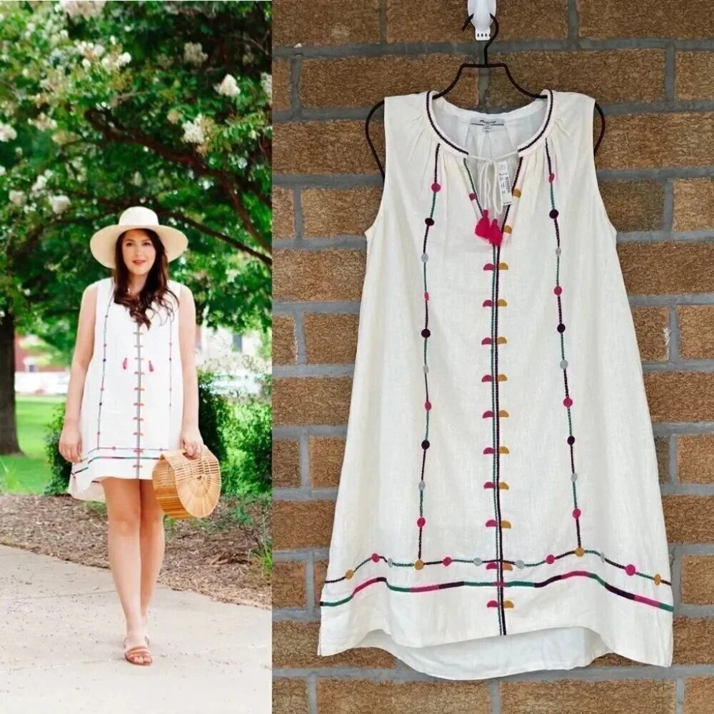 Madewell Willow Embroidered Shift Dress XXS